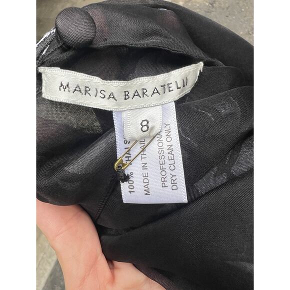 Marisa Baratelli Sheer Blouse Black White Flower Bow Size 8 NEW - Picture 5 of 5